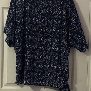 Michael Kors Dark Blue Floral Blouse